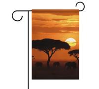Sunset African Savana Summer Garden Flag Double Face 30,5 x 45,7 cm bandiere da cortile Primavera Sunshine Bandiere da giardino Stagionale Benvenuto all'aperto Bandiera Decorazione