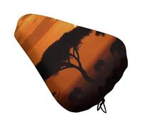 Sunset African Savanna Bike Seat Cover per uomo e donna idrorepellente Cuscino per bicicletta regolabile per bici all'aperto