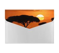 Sunset African Savanna Cartella portadocumenti organizer durevole con 6 scomparti tasche cartelle per schedario, ufficio, curriculum