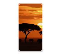 Sunset African Savanna Door Cover Primavera Estate Appeso Bandiera Portico Cartello Esterno Stagionale Vacanze Yard Decor per Porta d'ingresso e Portico