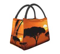 Sunset African Savanna Lunch Bag per donne uomini adulti isolato Lunch Box riutilizzabile a prova di perdite Lunch Tote Bags Grande capacità Cooler Food Container Portable Lunchbox per il lavoro