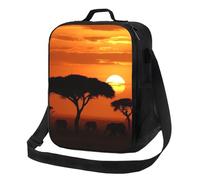 Sunset African Savanna Lunch Bag per donne uomini adulti isolato Lunch Box riutilizzabile a prova di perdite Lunch Tote Bags Grande capacità Cooler Food Container Portable Lunchbox per il lavoro