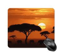 Sunset African Savanna Tappetino per mouse quadrato, tappetino per mouse portatile con base in gomma antiscivolo, 25 x 30 cm, ultra sottile, per computer, laptop, accessori da scrivania da ufficio