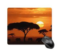 Sunset African Savanna Tappetino per mouse quadrato, tappetino per mouse portatile con base in gomma antiscivolo, 18 x 22 cm, ultra sottile, per computer portatile, accessori da scrivania da ufficio