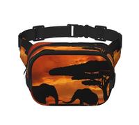 Sunset African Savannawaist, borsa per uomo e donna, regolabile, doppio marsupio, per viaggi, sport e uso quotidiano, Savana africana al tramonto, Taglia unica