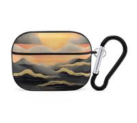 Sunset AirPods Pro 2 custodia protettiva antiurto rigida per uomo e donna, compatibile con AirPod Pro custodia 2a/1a generazione con portachiavi, nera