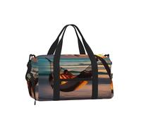 Sunset - Amaca da spiaggia, borsone sportivo con scomparto per scarpe, leggero, da palestra, per uomo e donna, borsa da viaggio impermeabile con tasca bagnata