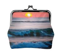 Sunset and Sunrise con onde del mare dell'oceano stampato microfibra PU portafoglio in pelle PU bacio blocco mini sacchetto per rossetto chiave cambiamento organizzazione