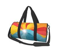 Sunset and Sunrise con stampa di onde del mare, borsa da viaggio in tela, impermeabile e resistente agli strappi. Borsa da viaggio pieghevole per il fine settimana