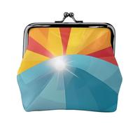 Sunset and Sunrise con stampa onde del mare doppia chiusura telaio in metallo pelle Kiss Lock Change Pouch portafoglio per le donne con chiavi, piccole borse, Nero , Taglia unica