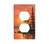 Sunset and Tall Trees, copertura per interruttore della luce, decorativa, 1 banda, per cucina, camera da letto, bagno, dimensioni 7 x 11,4 cm