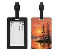 Sunset and Tall Trees, etichetta per bagagli, borsa da viaggio, valigia, bagaglio
