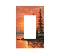 Sunset and Tall Trees Light Switch Wall Plate Faceplate Cover Single Rocker 1 Gang Decorator Outlet Receptacle Covers per Home Kitchen Room Bathroom Decor