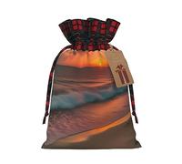 Sunset At The Beach 1 pz borsa natalizia con coulisse 11,9 x 17,5 cm, borsa robusta per regali e oggetti essenziali per l'uso quotidiano