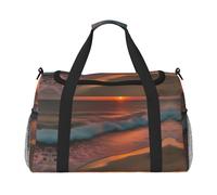 Sunset at The Beach - Borsa larga da viaggio riutilizzabile, borsa per la spesa per le vacanze, borsone sportivo con tracolla regolabile, nero, taglia unica, Nero , Taglia unica