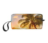 Sunset at The Beach Borsa per il trucco con stampa borsa cosmetica portatile impermeabile borsa portaoggetti da viaggio borsa organizer per articoli da toeletta per le donne, bianco, Taglia unica