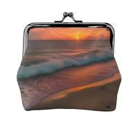 Sunset at The Beach stampato microfibra PU Leather Wallet Kiss Lock Mini Pouch per rossetto Key Change Organization