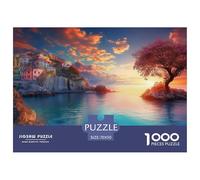 Sunset at The Harbor Jigsaw Puzzle 1000 Pezzi Per Adulti,Gulf Town Gioco Diabilità Impossibile Puzzle Arte Gioco Intellettivo Familiare Idea Regalo Uomo E Donna 70x50cm/1000pcs