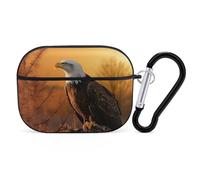 Sunset Bald Eagle AirPods Pro 2, custodia protettiva rigida antiurto per donne e uomini, compatibile con custodia Airpod Pro di 2a/1a generazione con portachiavi, nero