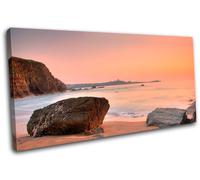 Sunset Beach Beautiful Ocean Waves Canvas Art Picture Print Decorative Photo
