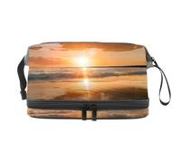 Sunset Beach - Beauty case a doppio strato per donne e ragazze, trousse da viaggio per trucchi, pratica borsa organizer con scomparto per pennelli, Multi, 27x15x14 cm/10.6x5.9x5.5 in, Beauty case
