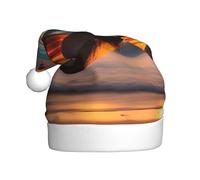 Sunset Beach Hammock Cappello di Natale per adulti. Berretto natalizio festivo con pompon, berretto unisex per feste di Natale.
