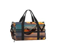 Sunset Beach Hammock Print Handheld Crossbody Sports Bagagli - Grande borsa riutilizzabile da viaggio per le vacanze da donna, Amaca da spiaggia al tramonto, One Size