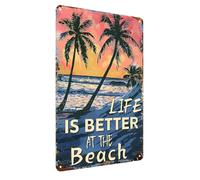 Sunset Beach Life Targa in metallo retrò estiva in metallo decorazione per la casa soggiorno camera da letto bar spiaggia decorazione da parete 30,5 x 40,6 cm