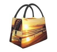 Sunset Beach Lunch Bag per donne uomini adulti isolato Lunch Box riutilizzabile a prova di perdite Borsa per il pranzo grande capacità Contenitore per alimenti portatile Lunchbox per il lavoro e