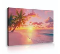 Sunset Beach Palm Canvas Wall Art Ocean Landscape Prints Coastal Tropical Seascape Painting Nature Poster per camera da letto Living Room Decor 60x90cm telaio interno