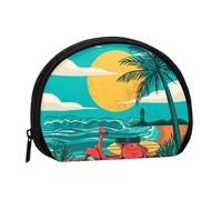Sunset Beach Palm Tree Print Mini Storage Bag Shell a forma di portafoglio piccolo portamonete Shell Storage Bag