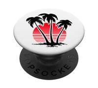 Sunset Beach Palm Trees for Summer Vacation or Holidays PopSockets PopGrip Adesivo