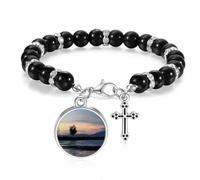 Sunset Beach Photography Art Deco Fashion Bracciale perline Boho gioielli per uomo donna