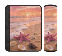 Sunset Beach Scenery stelle marine conchiglie confezione da 2 cinghie di sicurezza per cintura di sicurezza, fermare il taglio della cintura di sicurezza nel collo, simpatiche coperture per cinture di