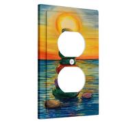 Sunset Beach Stone Stack Light Switch Placca di copertura/coperture di uscita, decorazione zen estiva multicolore per accenti da parete, piastre da parete in materiale termoplastico, presa singola