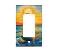 Sunset Beach Stone Stack Light Switch Placca di copertura/coperture di uscita, multicolore estate Zen Decor per accenti da parete, piastre da parete in materiale termoplastico, dimensioni standard