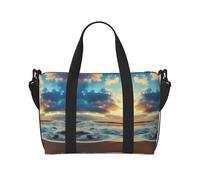 Sunset Beach1 - Borsa a tracolla da donna con stampa, portatile, adatta per allenamenti in palestra, pendolarismo e viaggi