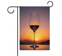 Sunset Bicchiere da vino Bandiera da giardino Casa Prato Cartello di Benvenuto Banner Doppio Lato Piccole Bandiere Personalizzate per Piscina Cortile Decorazione da Parete Casa Esterna 32 x 47 cm
