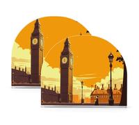 Sunset Big Ben Art - Portatovaglioli in acrilico a forma di cactus, per tavolo, cucina, autoportante, decorazione per la casa per picnic e bar, confezione da 2