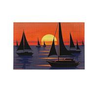 Sunset Boat Red Blue Piecing Puzzle per adulti Brain Teasing Fun & Perfect Wall Art Giochi divertenti I migliori regali per la tua famiglia Puzzle per adulti 1000 pezzi