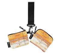 Sunset Boho Retro Doppio Portafoglio da Polso per Le Donne Sottile Portatile Cambiare Borsa Portachiavi con Cinturino da Polso per Uomini 2 Pz, Tramonto Boho Retro, 1 size, Art Deco