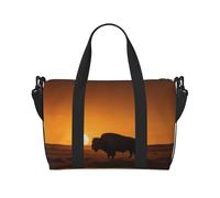 Sunset Buffalo Silhouette Travel Duffle Bag-Lightweight Carry On Weekender per uomini e donne, borsa da notte impermeabile per palestra weekend viaggi