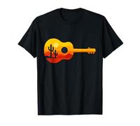 Sunset Cactus Desert Guitar Art per lettore musicale occidentale Maglietta