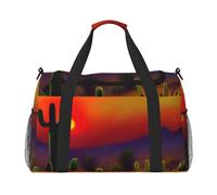 Sunset Cactus in Desert Print Ample Space Travel Duffle Bag Elegante con cerniera impermeabile per aeroplano palestra
