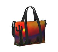 Sunset Cactus in Desert Print Portable Travel Duffel Bag Pieghevole Tote Hand Bag per Weekend Viaggi Palestra Accessorio