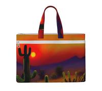 Sunset Cactus Nel Deserto Stampa Canvas Tote File Bag Per Documenti Forniture Per Ufficio Viaggio Pendolarismo Borse A Tracolla