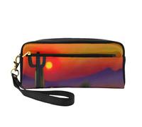 Sunset Cactus nel deserto stampa elegante borsa per il trucco ragazze studenti impermeabile sacchetto cosmetico cancelleria articoli da toeletta