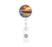 Sunset Clouds Coast Hawaii - Porta badge retrattile, resistente, con clip per cintura, cordini retrattili, porta carte d'identità, portachiavi, clip per badge, per ufficio, infermiere, dipendenti