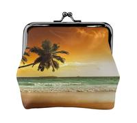 Sunset Coconut Trees On The Beach Print Kiss Lock Portafoglio in pelle portamonete da donna tasca per soldi telaio in ferro compatto portafoglio portatile