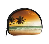 Sunset Coconut Trees On The Beach stampa mini borsa portatile a forma di conchiglia portafoglio piccolo portamonete Shell Storage Bag